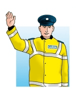 Garda signal: stop, traffic from the front