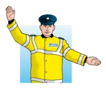 Garda signal: stop, from front and behind