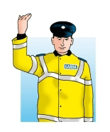 Garda signal: traffic from the front may proceed