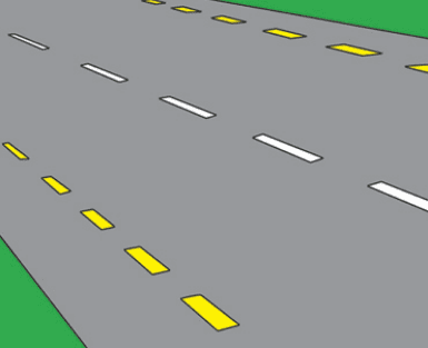 Broken yellow line: edge of the carriageway