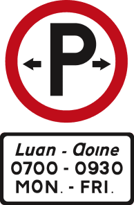 Parking permitted during the times shown