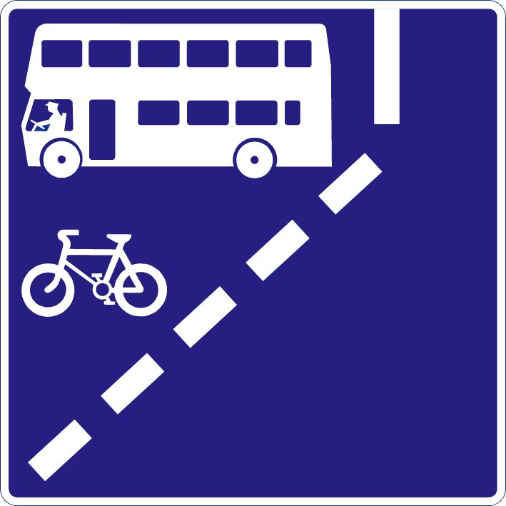With-flow bus and cycle lane ahead on the left