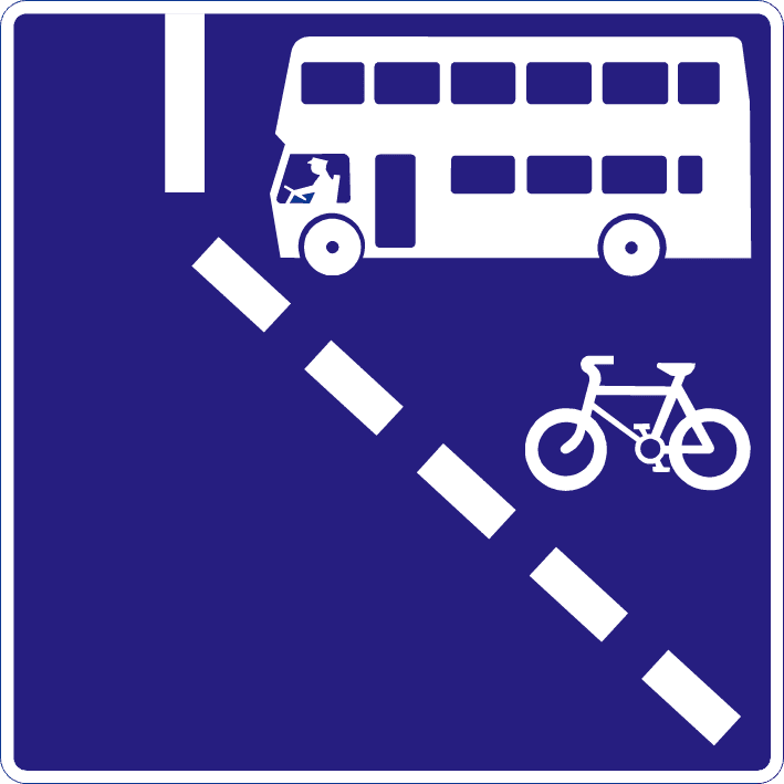 Bus and cycle lane on the right