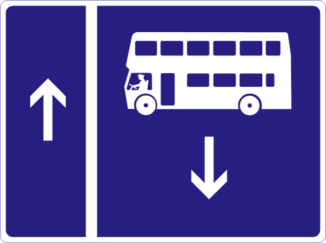Contra-flow bus lane on the right