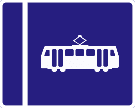 Tram lane on the right