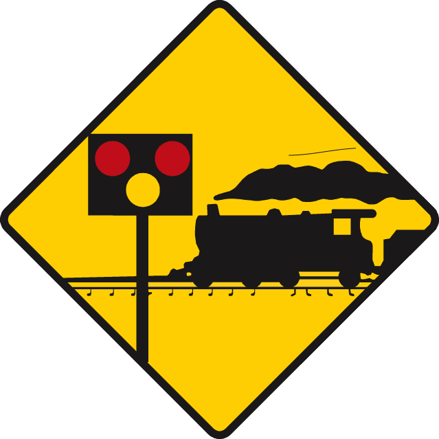 Level crossing with lights and barriers