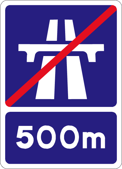 Motorway ends in 500 metres