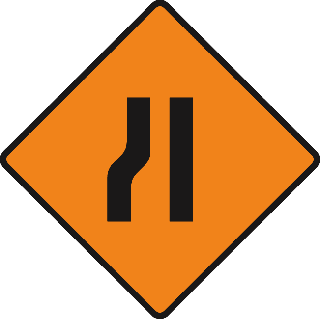 Road narrows from the left