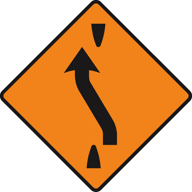 Cross back to the left-hand lane ahead